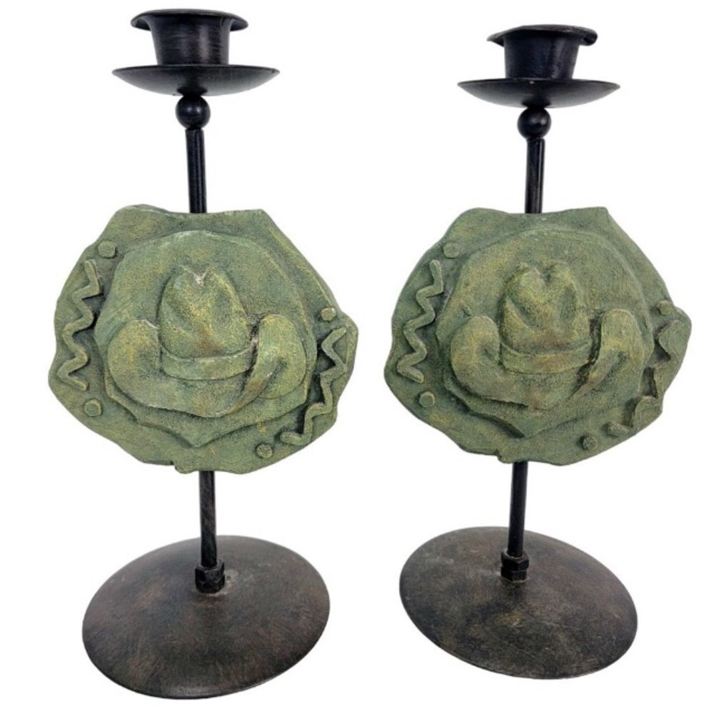 COPY - Vintage 90s Western Candlestick Holder Set Cowboy Hat Rustic Country Can…